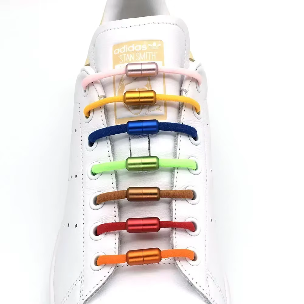 Lacets de chaussures élastiques demi-cercle sans cravate pour enfants et adultes, lacets pour baskets, lacets paresseux rapides, boucle Capsule colorée