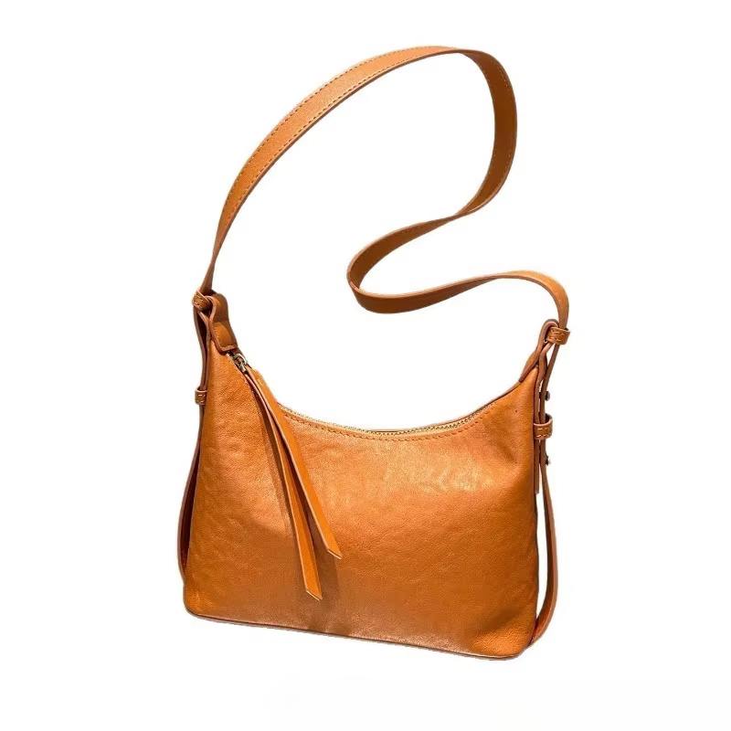 Sac à bandoulière pour femme, sac sous le bras en cuir pleine fleur tanné végétal, sac hobo vintage pour le travail quotidien