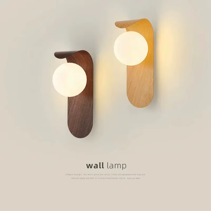 Lampe murale en fer à grain de noyer pour hall d'entrée, restaurant, couloir, chambre à coucher avec abat-jour en acrylique, ampoule G9, éclairage décoratif pour la maison