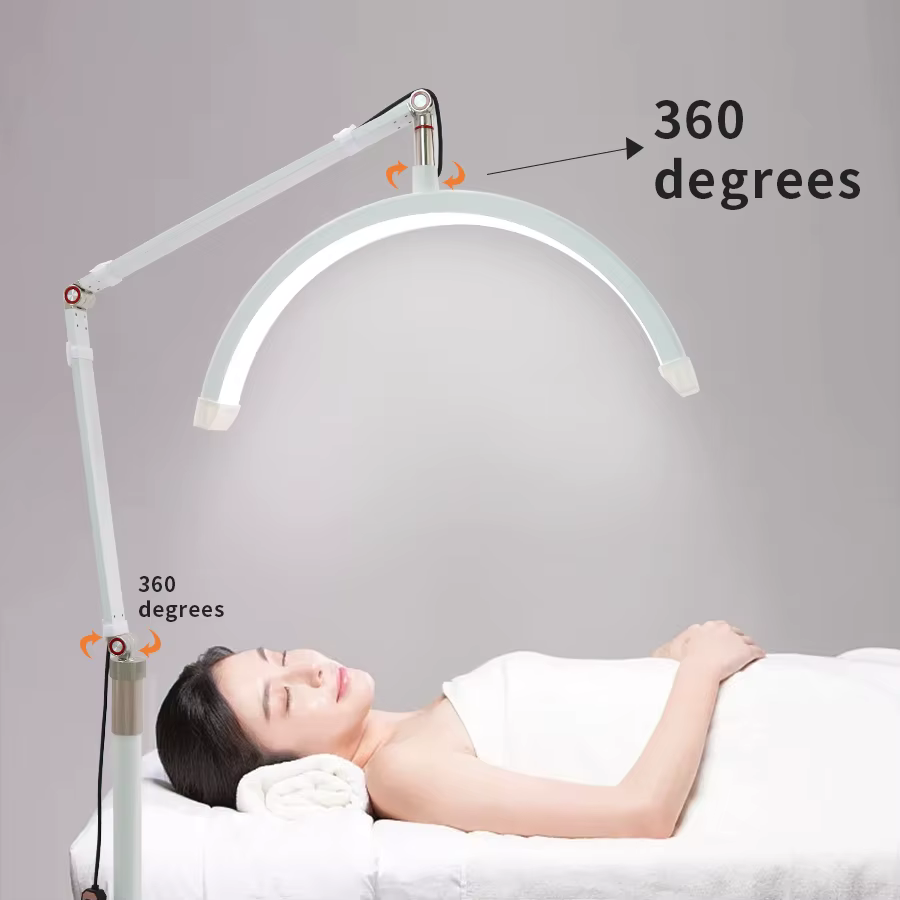 Lampe LED demi-lune 180 LED pour extensions de cils, tatoueurs et esthéticiennes, avec support de téléphone pour soins de beauté et sourcils