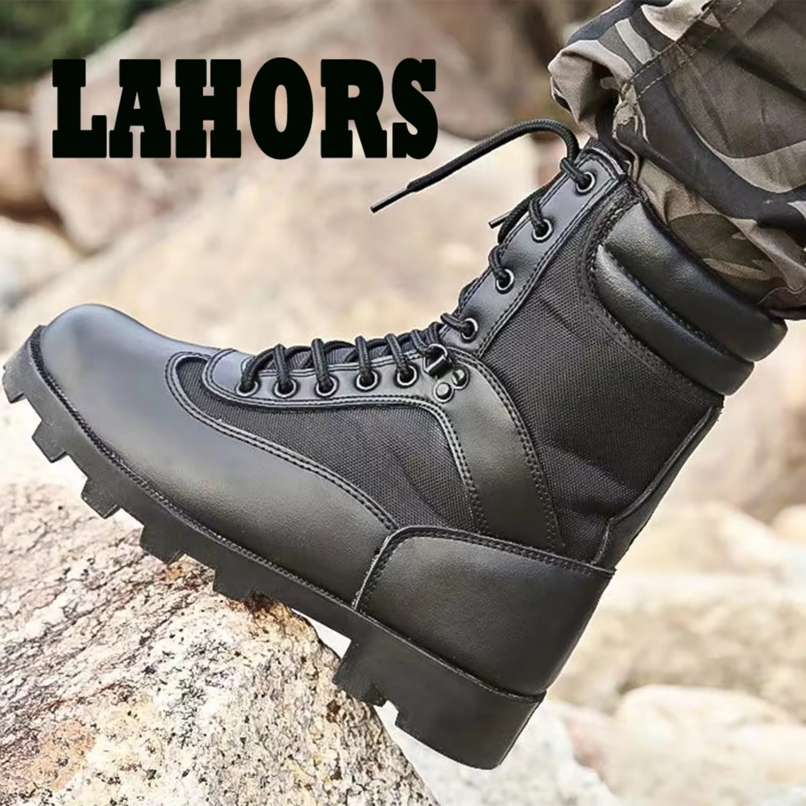 LAHORS ® Cuir homme bottes tactiques Sport chaussures de randonnée en plein air cheville désert Combat