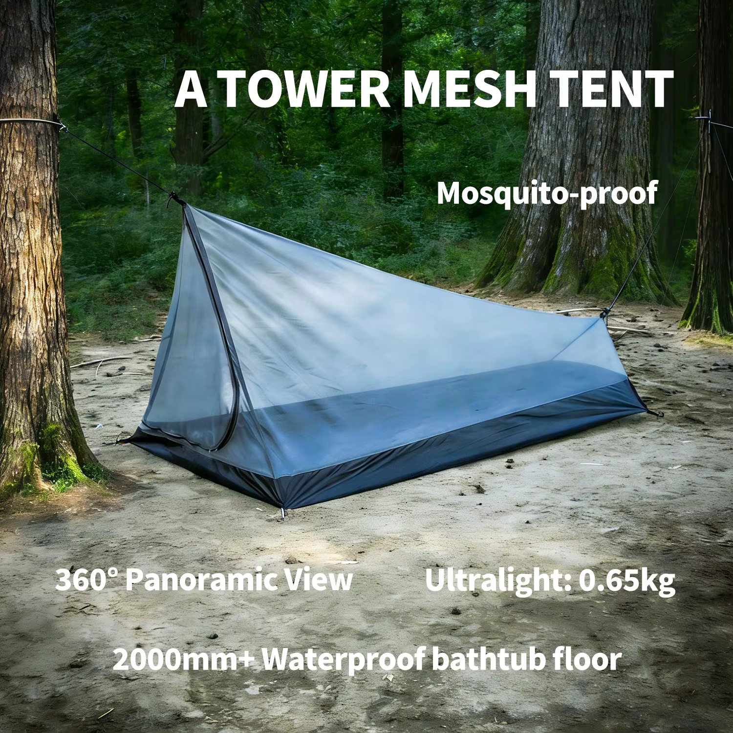 Tente en maille ultralégère A-Tower pour 1 personne