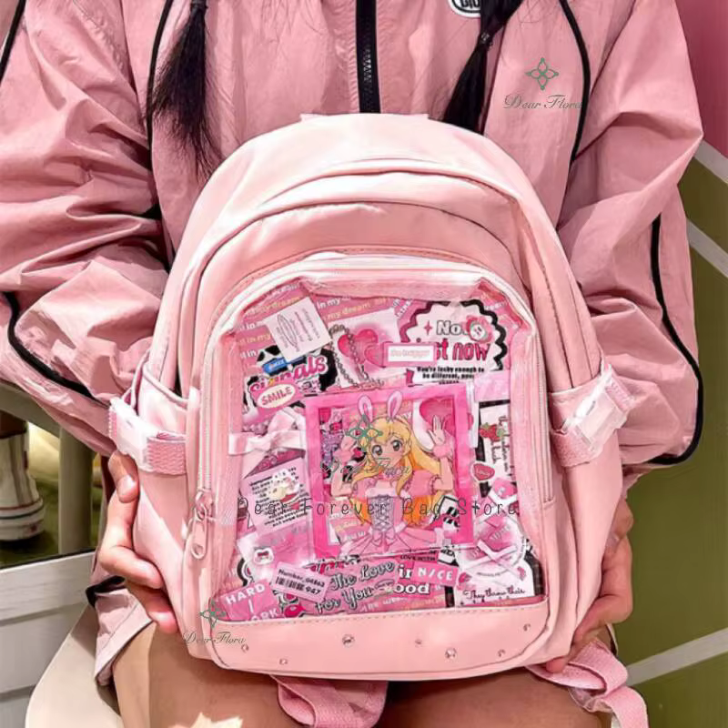 Sac à dos mini Y2K mignon pour femme, sac ItaBag tendance, sac à dos transparent pour fille, sac à dos DIY personnalisé, sac à bandoulière Lolita