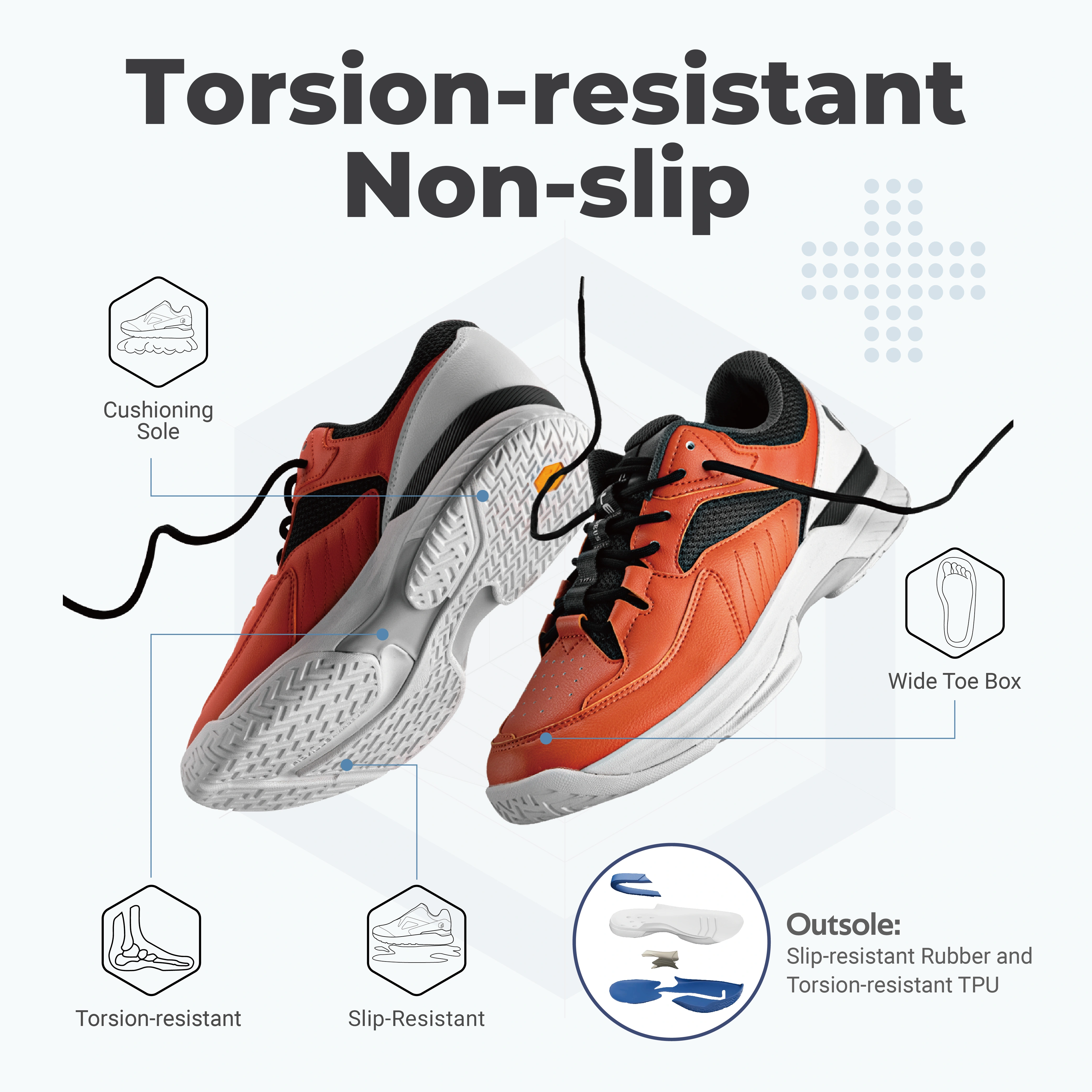 FitVille Chaussures de pickleball pour hommes, baskets confortables extra larges, chaussures de tennis toutes surfaces avec soutien de la voûte plantaire pour la fasciite plantaire