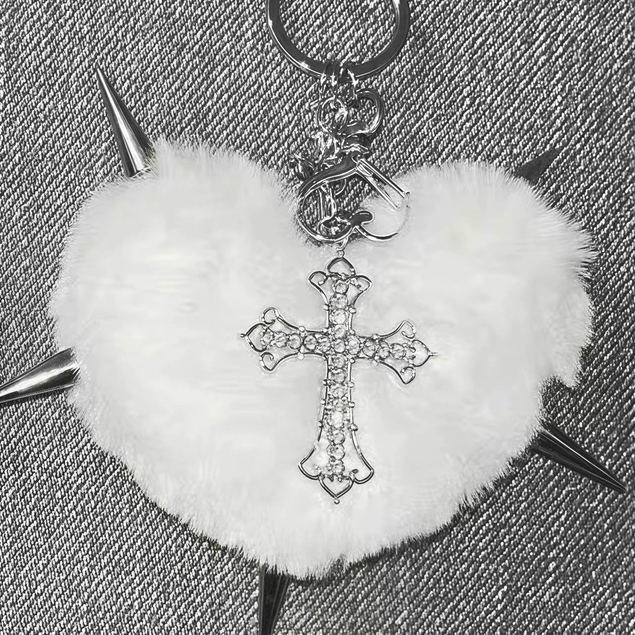 Punk bijoux imprimé léopard Rivet croix porte-clés