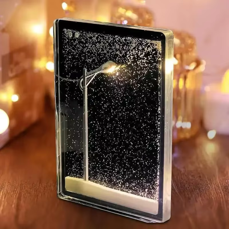 Scène de neige veilleuse bureau lumière artisanat de noël