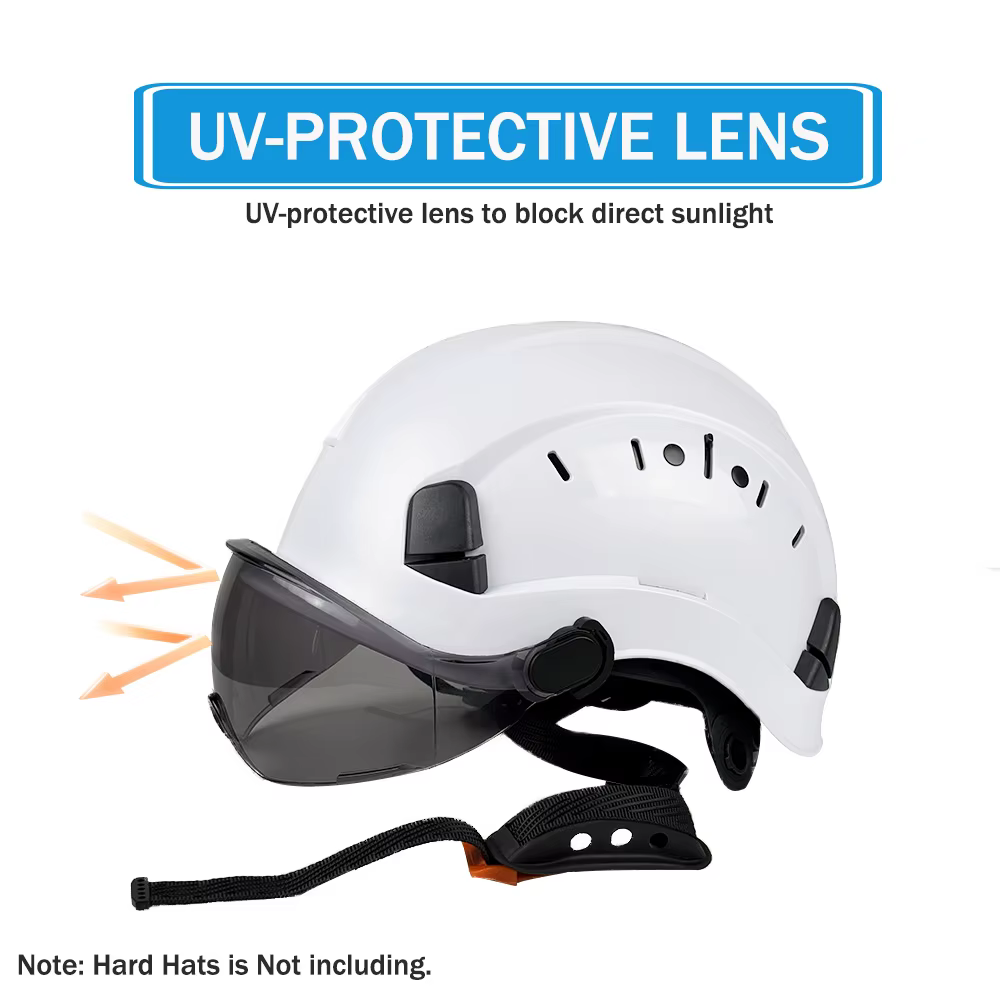 Accessoires de lunettes à visière externe pour casque de sécurité remplaçables avec Certification ANSI et CE, visière transparente et visière teinte