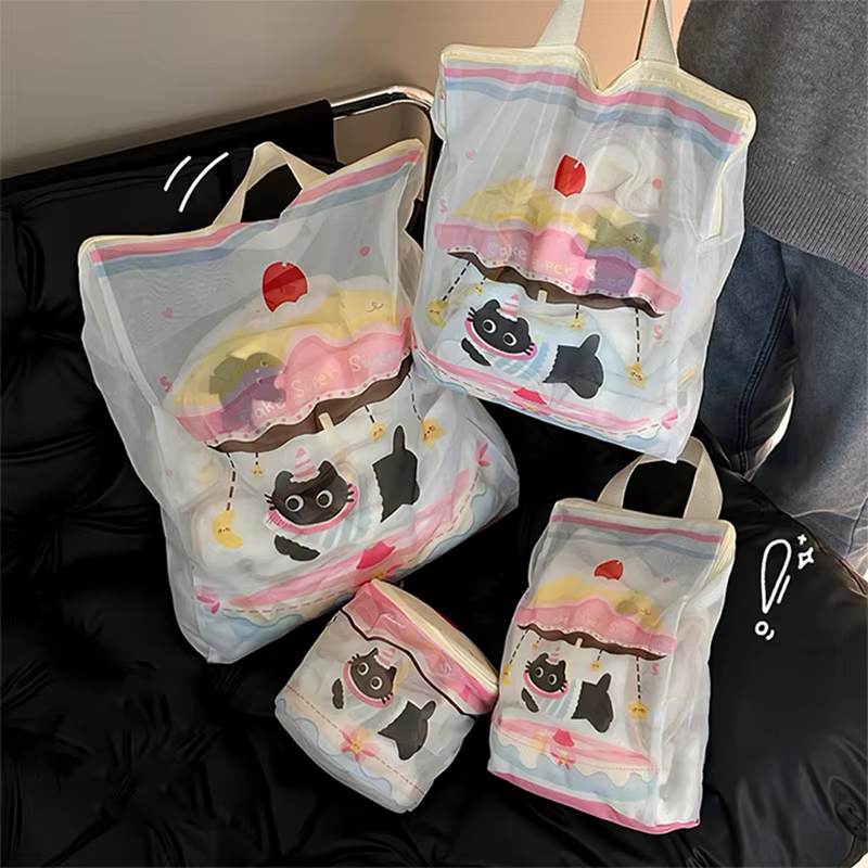 Panier à linge sale en maille, sacs à linge, panier à jouets mignon, sac de rangement pour soutien-gorge et sous-vêtements, sac à linge pour étudiants, sacs en maille réutilisables pour l'école
