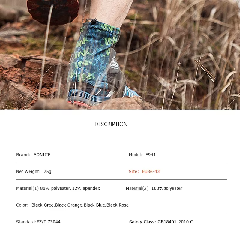 AONIJIE 1 paire de guêtres de course basses réglables couvre-chaussures enveloppants de protection pour hommes femmes randonnée en plein air prévenir la pierre de sable