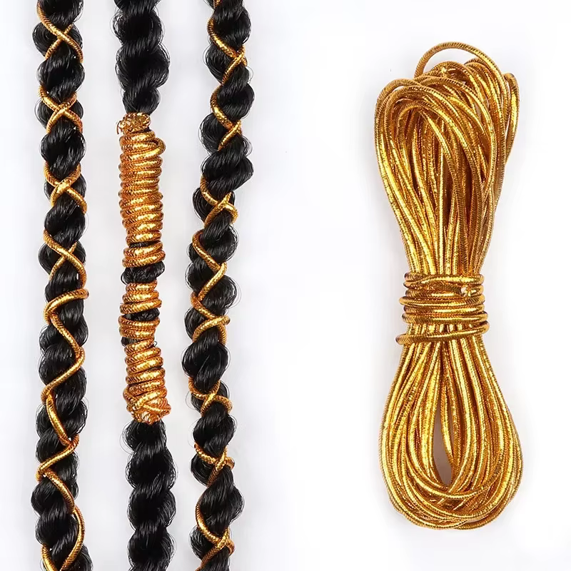 Tresses de cheveux tressées africaines, accessoires pour dreadlock, argent, or, décoration, style miroitant, extensible, élastique