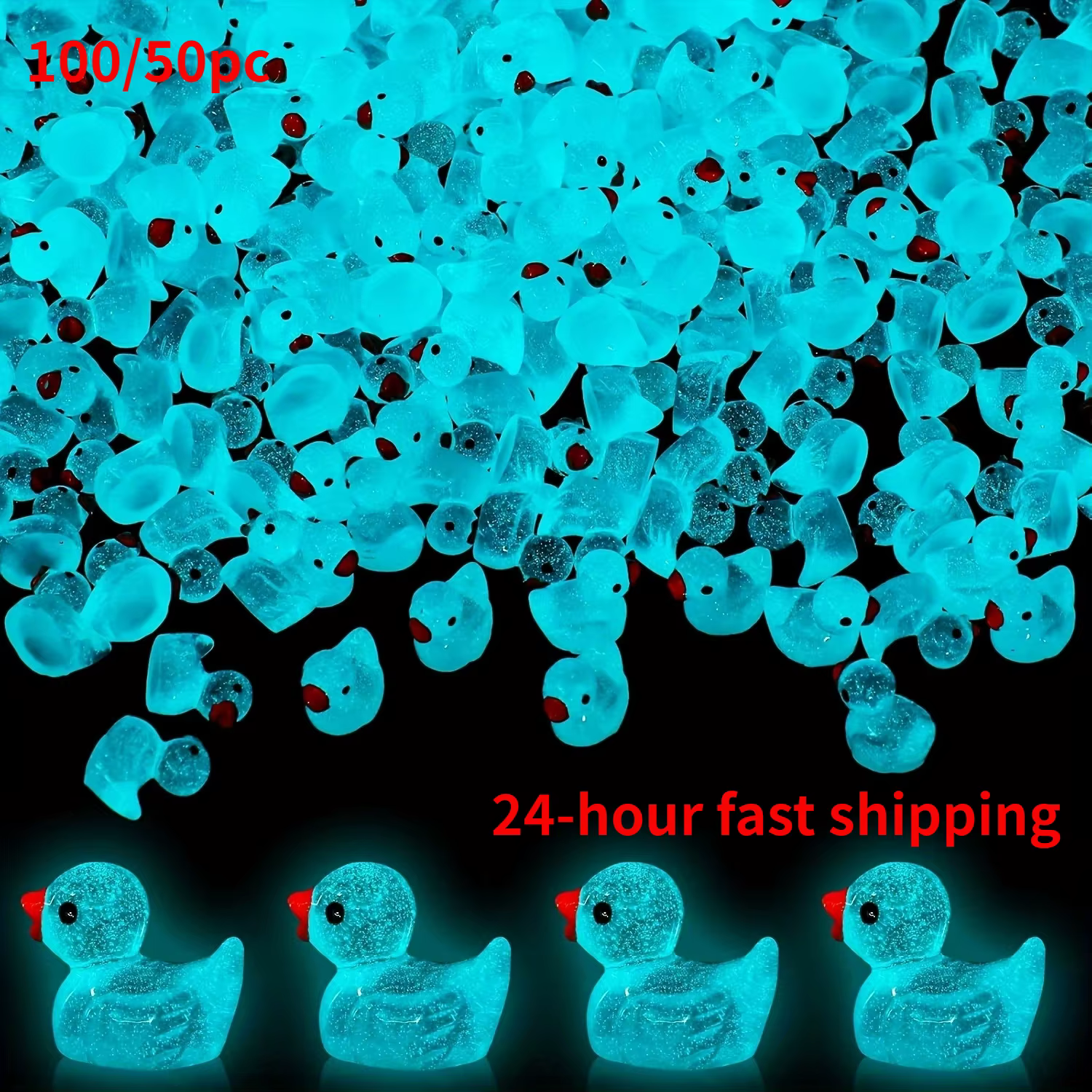 Mini canards bleus en résine qui brillent dans le noir