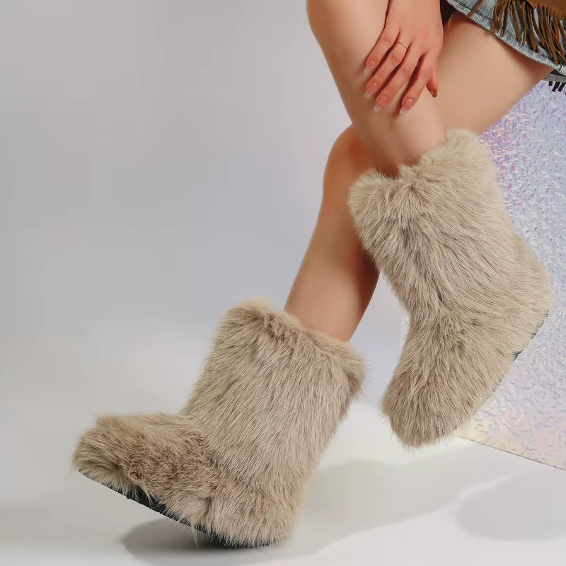 Mode tempérament femme chaussures 2025 hiver nouvel article femmes bout rond bottes de neige confort à semelles souples femmes bottines Zapatos