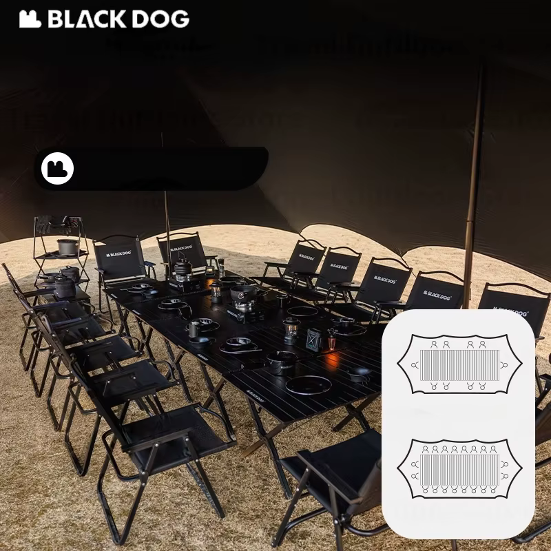 Tente auvent BLACKDOG grand espace, revêtement noir, protection solaire, imperméable, abri solaire, équipement de camping, auvent de fête pour l'extérieur