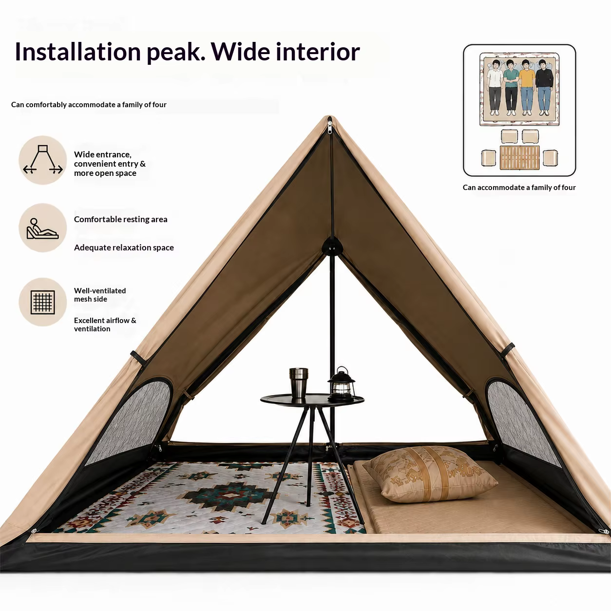Tente triangulaire automatique, tente de camping d'extérieur qui se déplie en seulement 3 secondes. Imperméable et résistant aux UV.