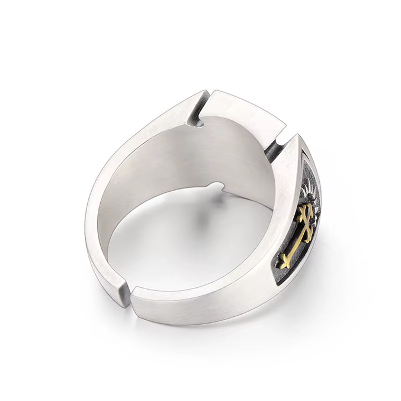 Bague rétro Croix de Guerre pour hommes, accessoires croisés, couleur argent, Punk gothique, anneau ouvert réglable Rock, bijoux unisexes faits à la main