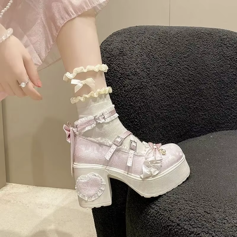 Chaussures Ele Lace Princ Mary Janes à bout rond pour femmes