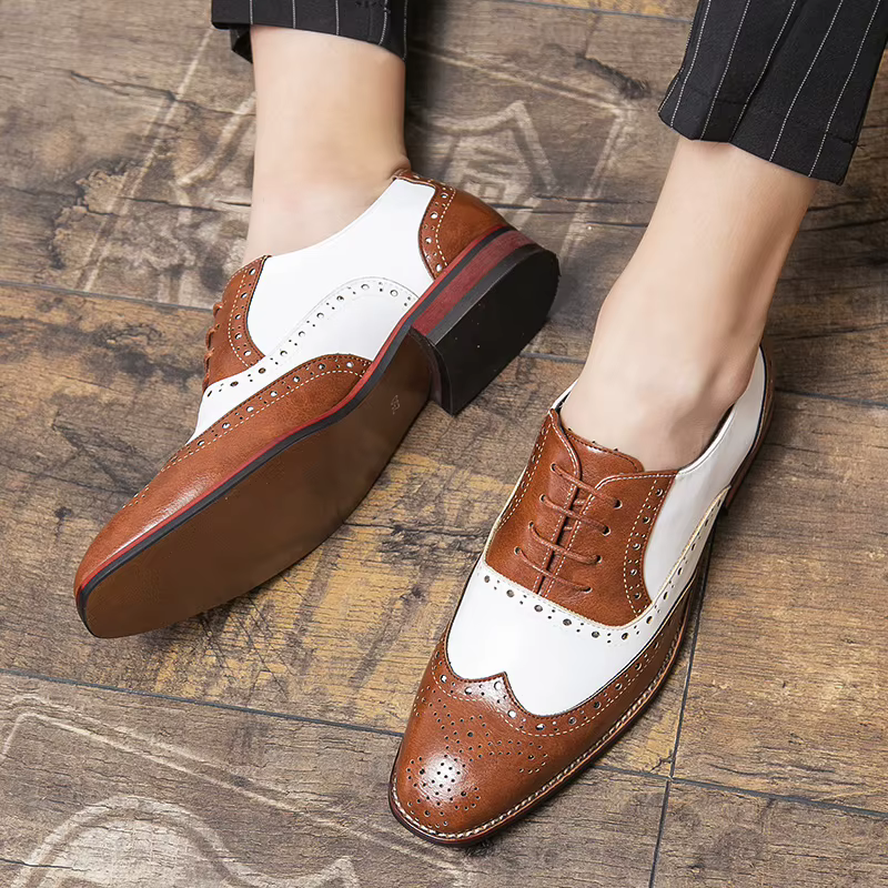 Marque italienne marron blanc bloc mixte chaussures hommes de haute qualité