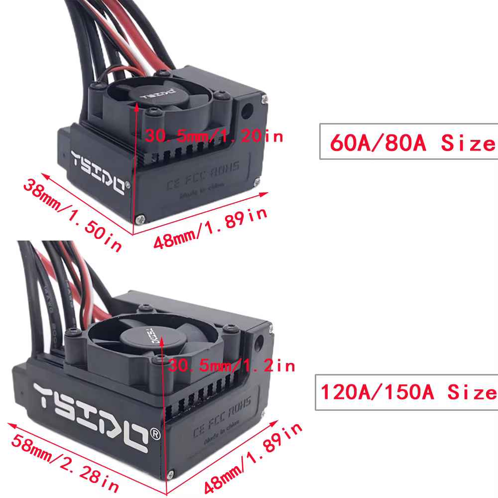 YSIDO LERRUN-Contrôleur de vitesse étanche ESC pour voiture RC, moteur sans balais, 35A, 45A, 60A, 80A, 120A, 150A, 1/8, 1/10, 1/12, 1/14, 1/16