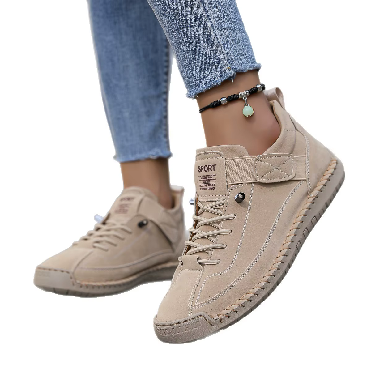 Chaussures de sport décontractées en cuir à bout bas et semelle plate pour femmes