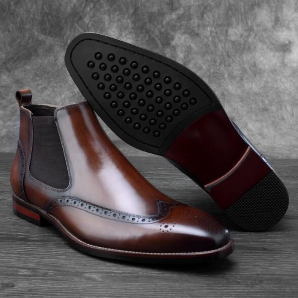 Bottines Chelsea en cuir véritable pour homme, bottines décontractées pour affaires