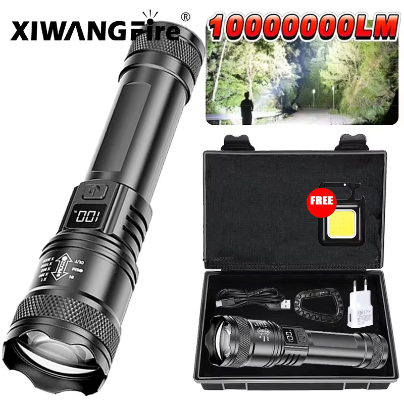 Lampe de poche LED Ultra lumineuse 2000LM type-c Rechargeable longue portée Zoom torche tactique extérieure d'urgence Camping pêche lanterne