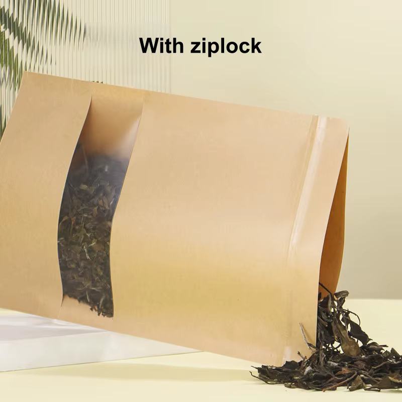 Sacs d'emballage alimentaire en papier kraft StoBag, 50 pièces, avec fenêtre, petits et grands, scellés, pour le stockage du thé, du café, des noix, pochettes réutilisables autoportantes