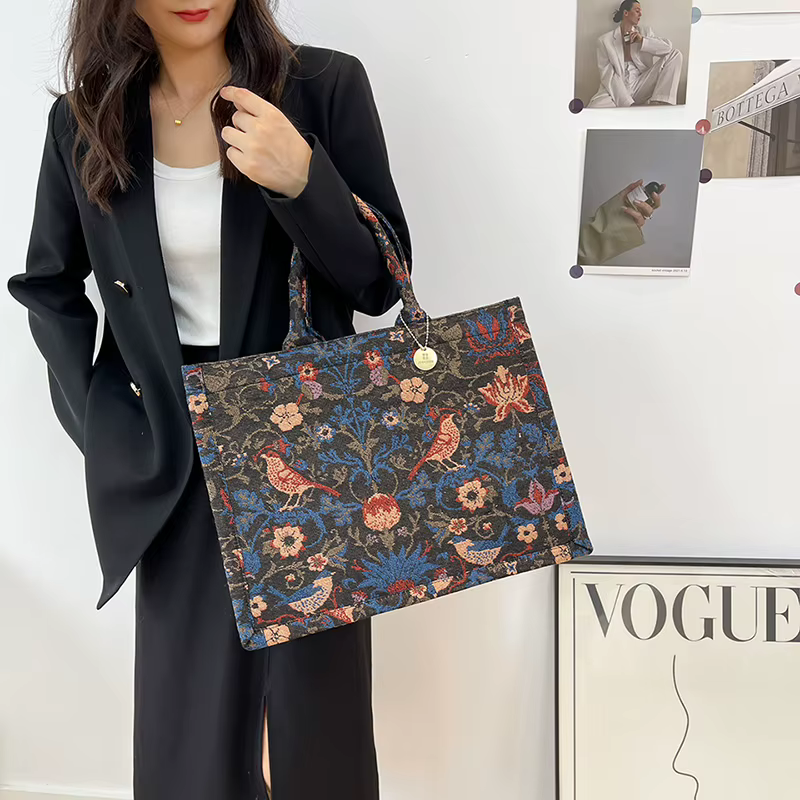Sac fourre-tout de grande capacité pour femme, sacs à main de créateur de luxe, toile brodée Jacquard, grand sac shopper initié, marque, 2022