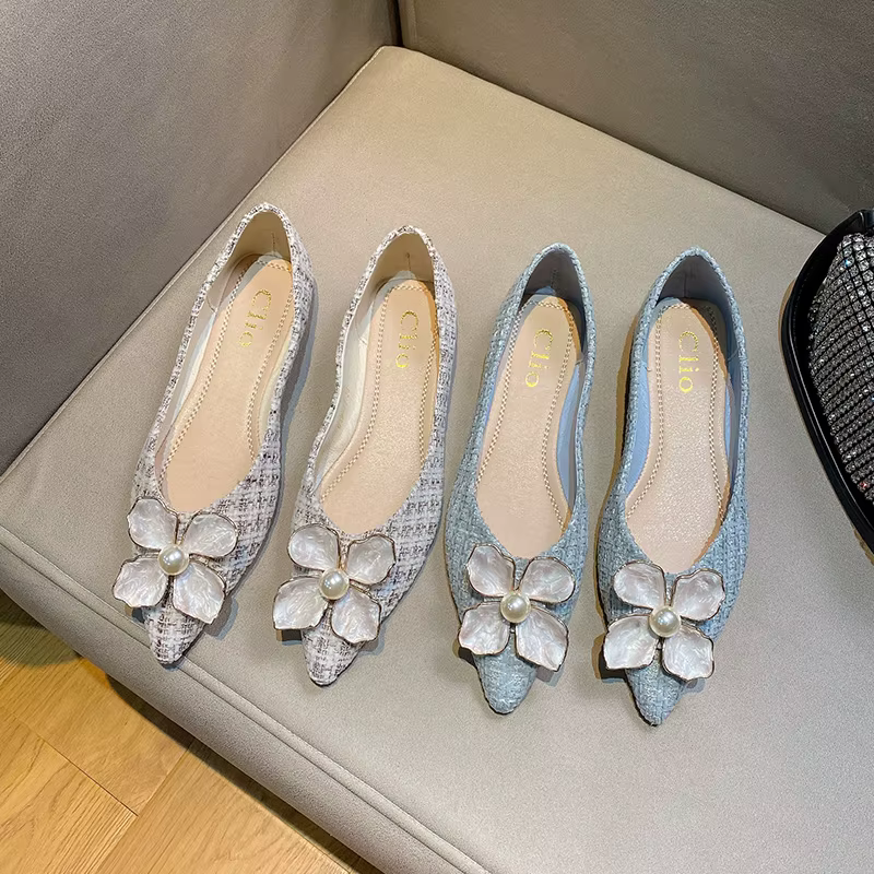 Femmes chaussures plates bleu ciel fleur chaussures décontractées pour les filles sans lacet Style élégant dame chaussures de mode 32-46 grande taille Zapatillas Mujer