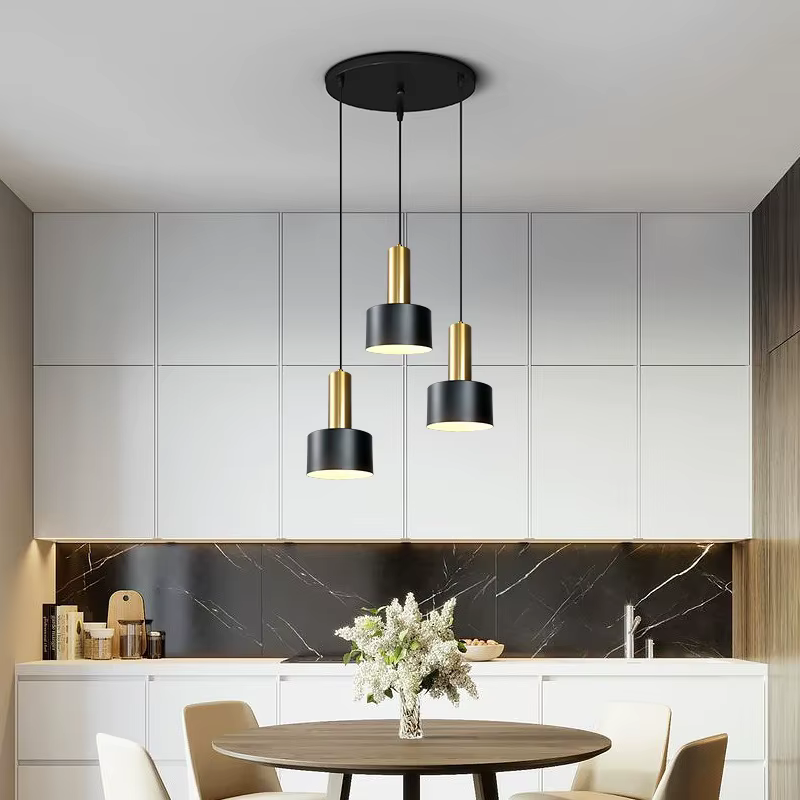 Éclairage pour salon décor à la maison nordique Simple Restaurant trois lustres de luxe moderne chambre chevet longue Table barre lampe