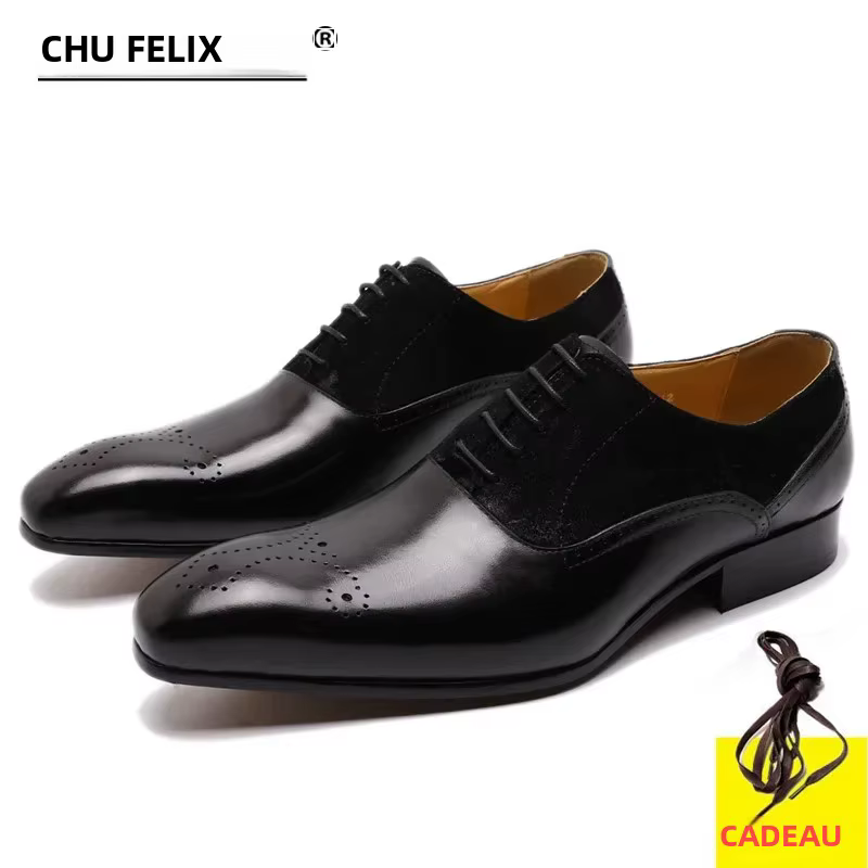 FELIX CHU chaussures Oxford en cuir véritable pour hommes chaussures habillées en daim à bout pointu costume de mariage décontracté d'affaires chaussure formelle