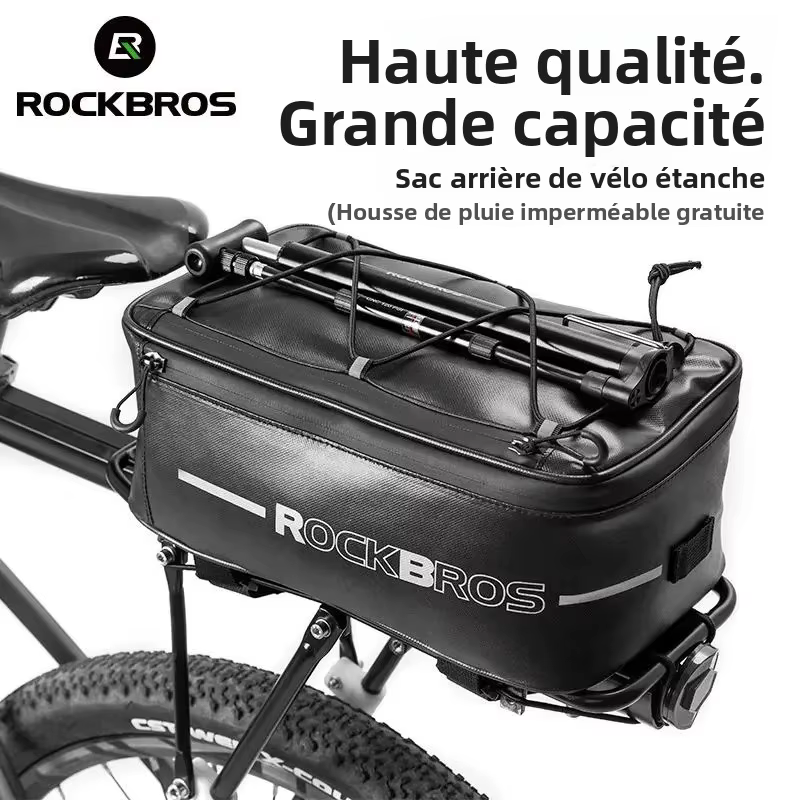 Sacoche de vélo avec housse de pluie, sacoche de vélo 8L grande capacité, boîte de rangement pour vélos électriques, sacoche de coffre de vélo étanche