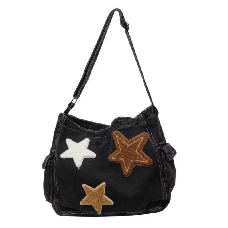 Sac à bandoulière en Denim brodé étoile rétro japonaise