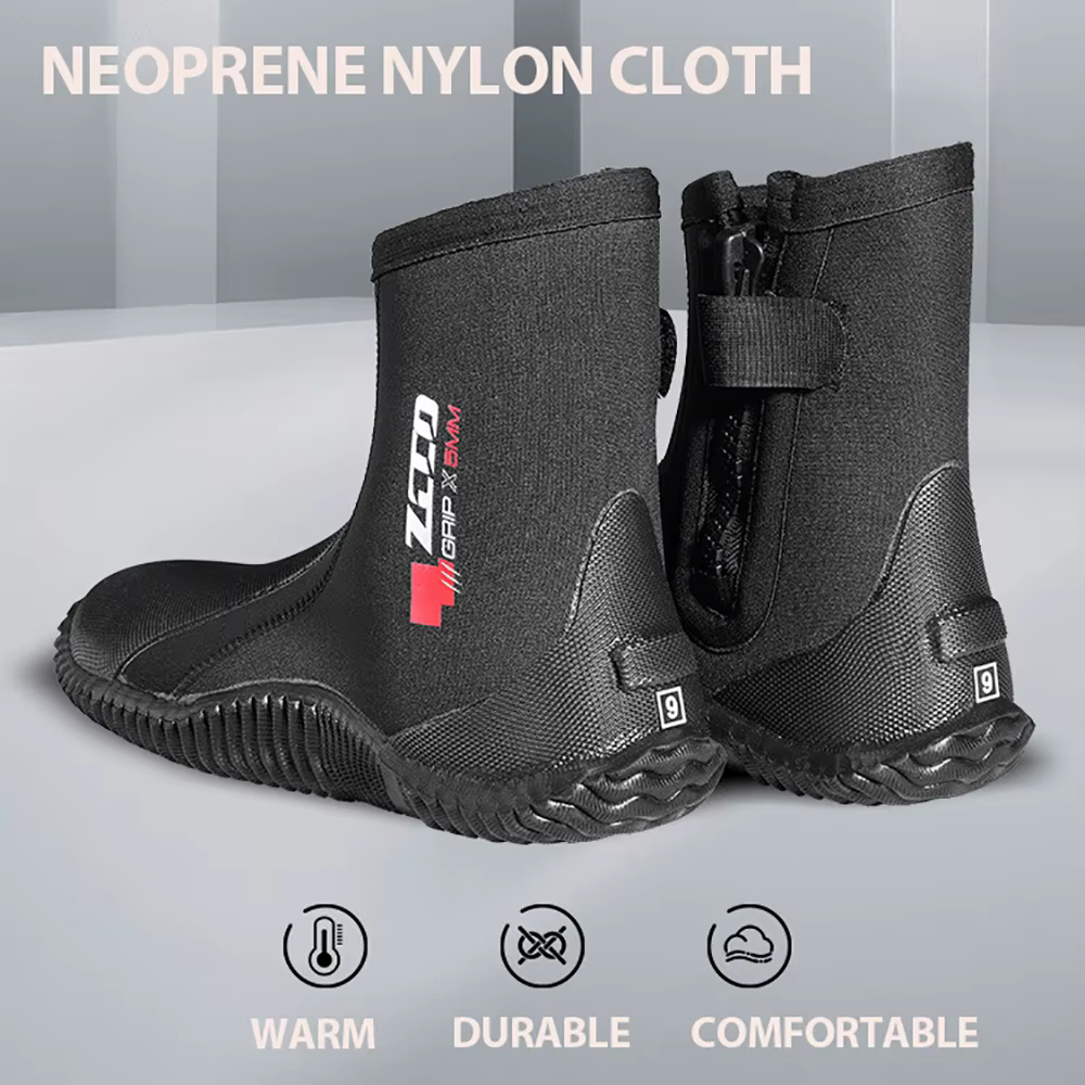ZCCO 5MM botte de plongée en néoprène haute élastique bottes de plongée chaussures chaudes et souples pour la pêche sous-marine Kyaking plongée en apnée surf chaussures d'eau
