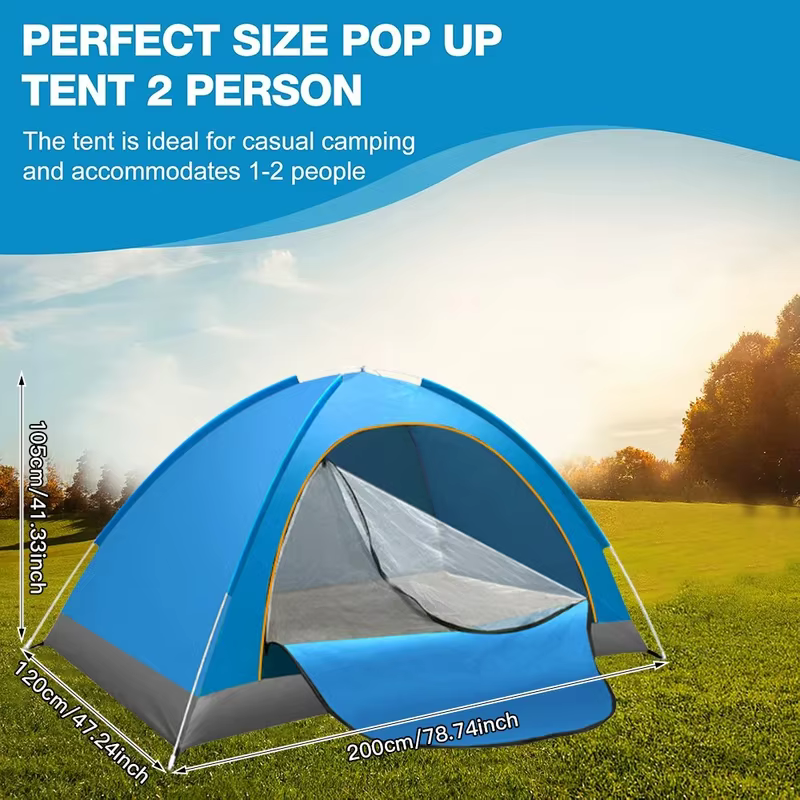 Tente pliante d'extérieur à ouverture rapide entièrement automatique, tente de camping pour 1-2 personnes, confortable, imperméable, résistante au soleil, portable