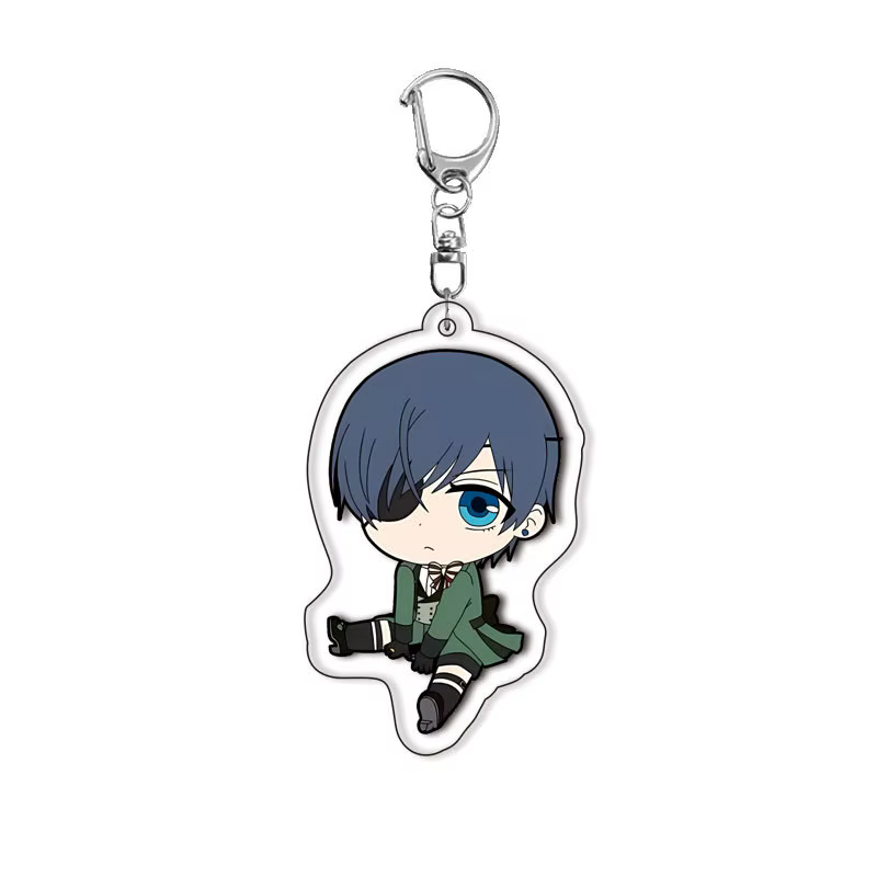 Dessin animé nouveau majordome noir Anime acrylique porte-clés ornement Q Version personnages bijoux porte-clés charme amis Fans cadeaux jouets