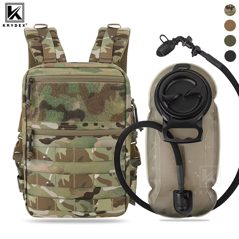 Sac à dos d'hydratation tactique KRYDEX 500D 50 oz, poche modulaire, poche à eau de 1,5 L, sac à dos pour la chasse, la randonnée en plein air, accessoires