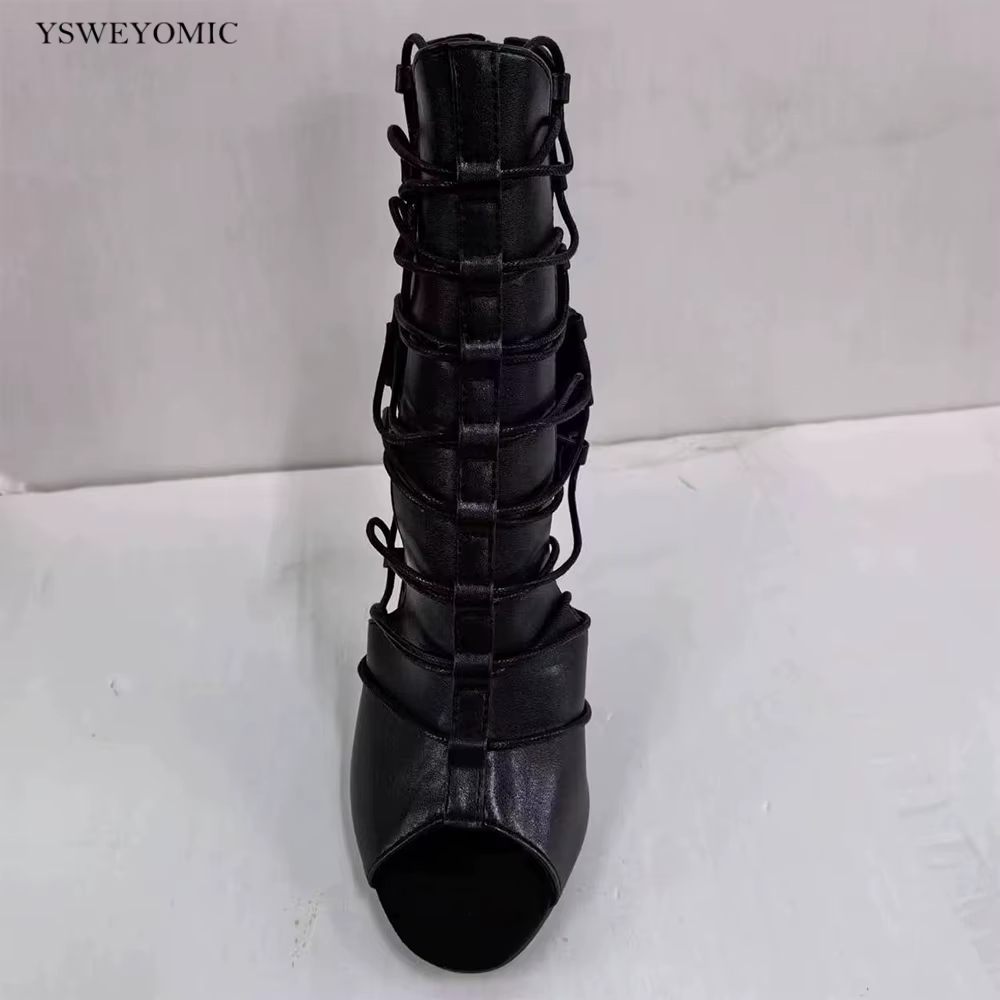 YSWEYOMIC-Chaussures de danse latine pour femmes, talons hauts, chaussures de tango de salle de Rh, orteils ouverts, l'offre elles souples, sandales de fête, 9.5cm