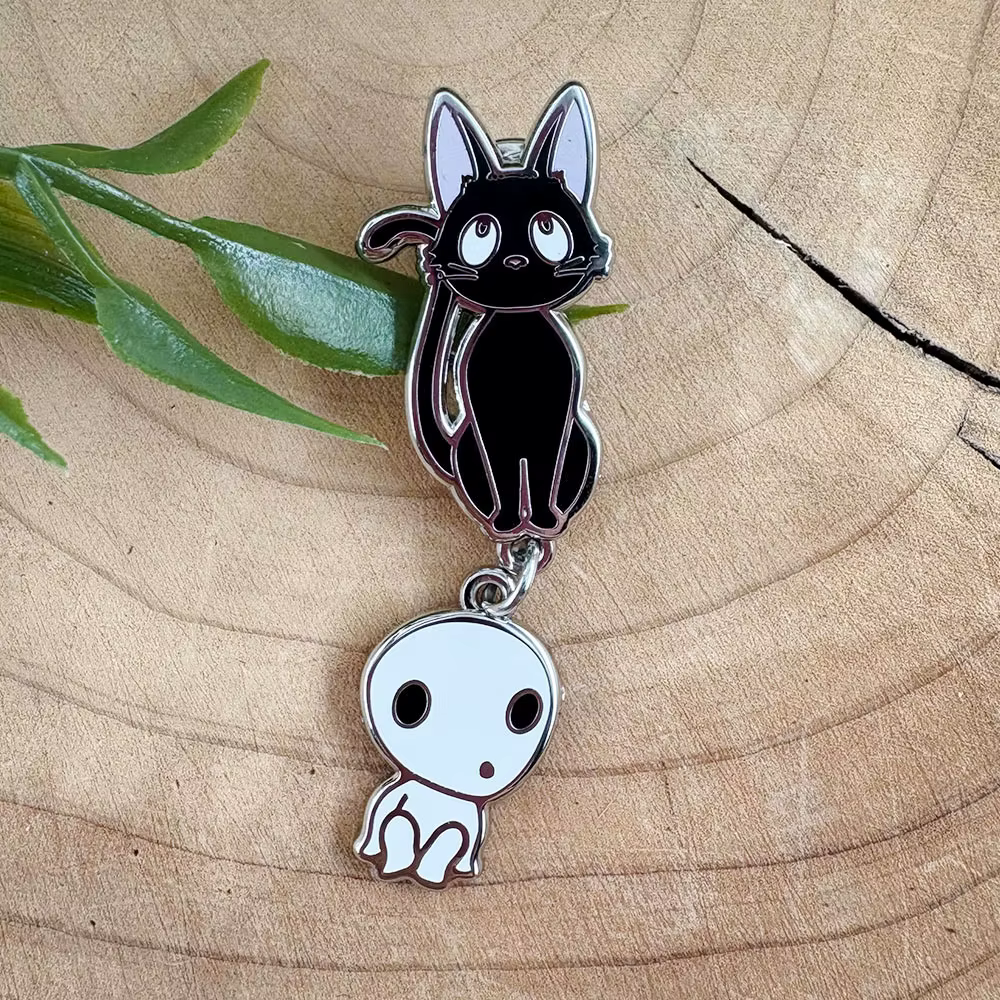 Kiki's Delivery Service Pet Cat Kiki Pin avec princesse Mononoke Kodama pendentif Badge Anime marchandise métal accessoire Fan cadeau