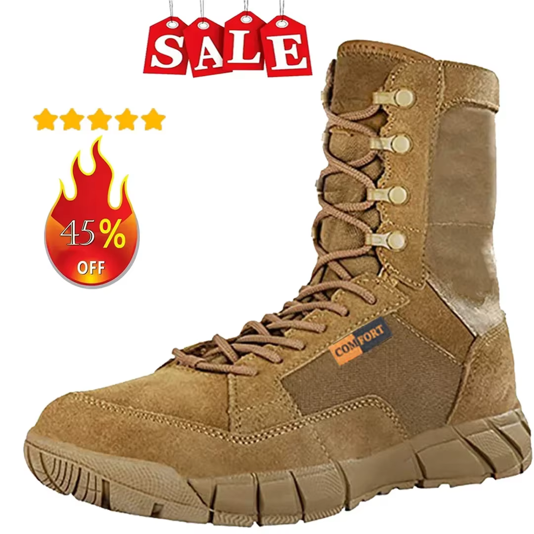 Chaussures tactiques légères pour hommes, bottes de Combat d'entraînement à lacets, imperméables, pour l'extérieur, randonnée, respirantes