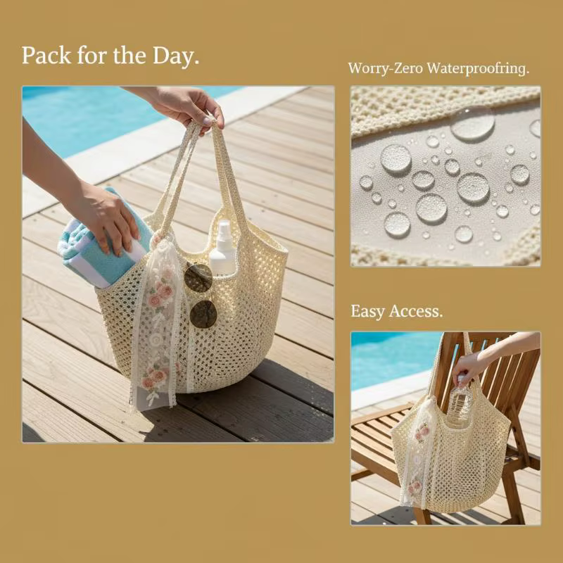 Sac de plage tissé à la main grande capacité pour femme : confort et style pour les épaules