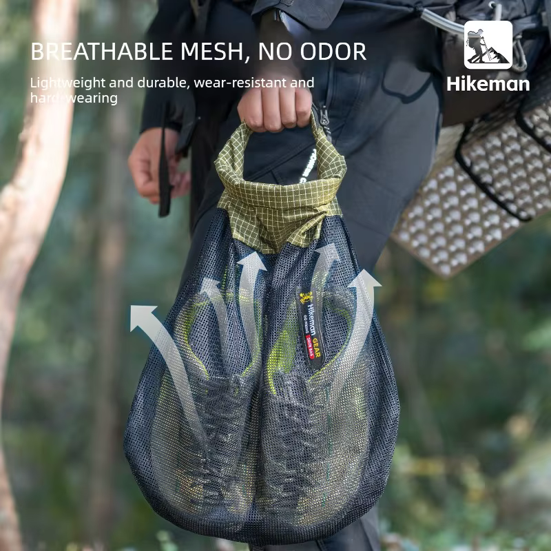 Sac à chaussures Dyneema à enroulement en maille pour fixation externe