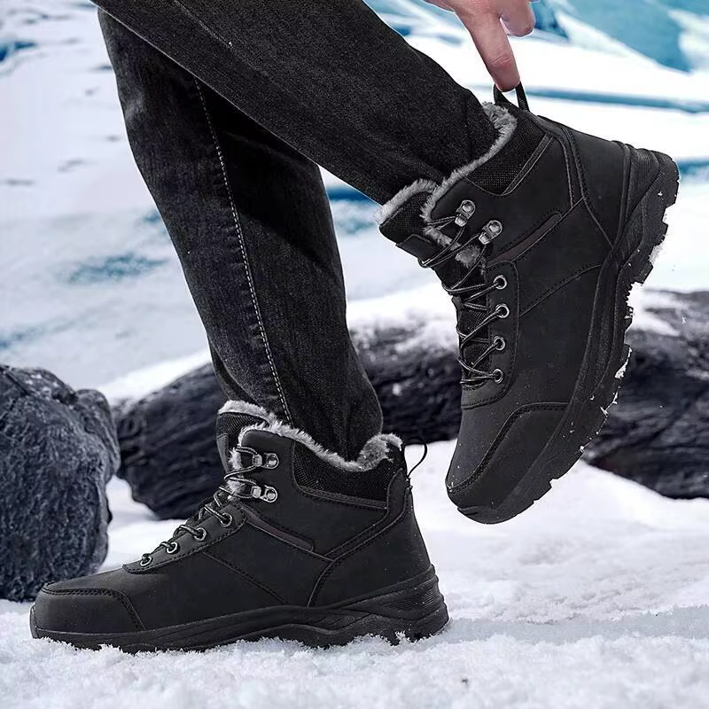 Bottes de neige montantes à semelles épaisses doublées de polaire pour hommes, chaussures de randonnée en plein air, bottes de chasse, bottes de randonnée, nouvelle collection automne et hiver