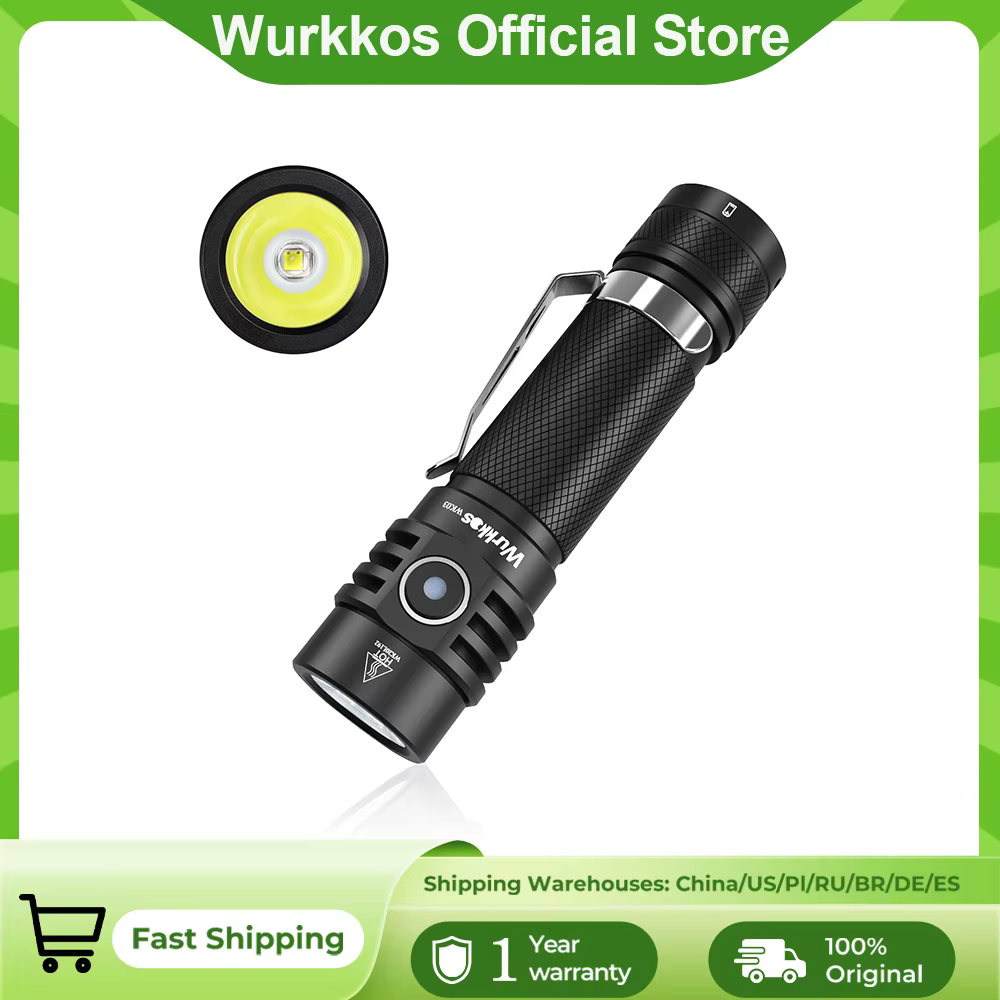 Wurkkos WK03 lampe de poche LED 18650 torche 1800LM ATR Luminus SST40 Rechargeable USB C lumière IP68 étanche pour rando