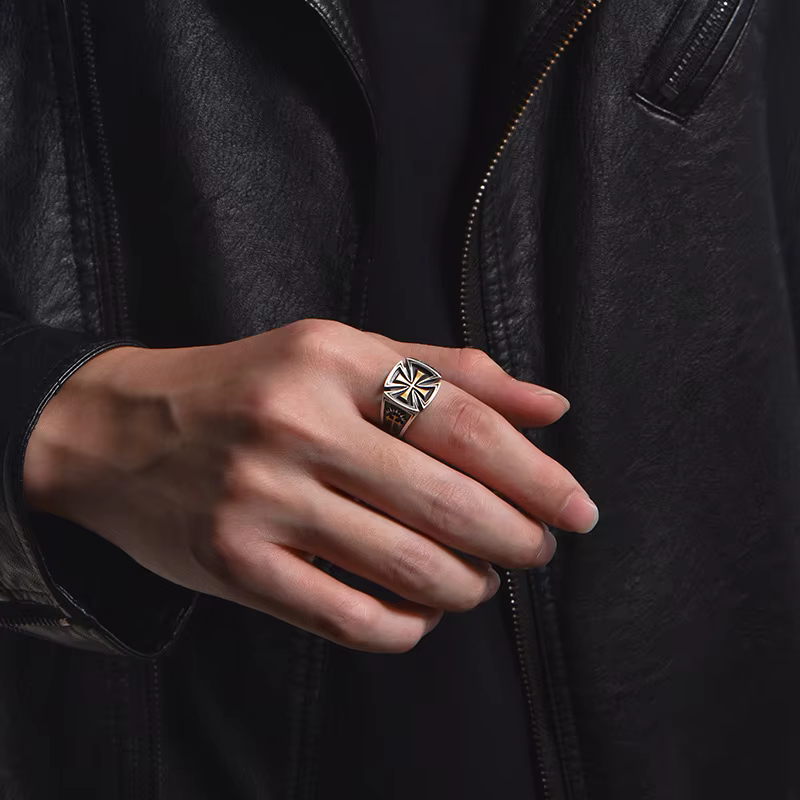 Bague rétro Croix de Guerre pour hommes, accessoires croisés, couleur argent, Punk gothique, anneau ouvert réglable Rock, bijoux unisexes faits à la main