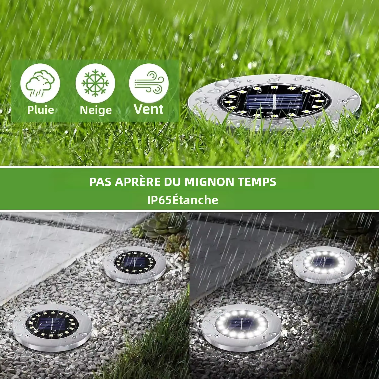 16 LED lumières solaires lumineuses au sol lumière LED solaire étanche extérieure pour voie jardin cour pelouse passerel