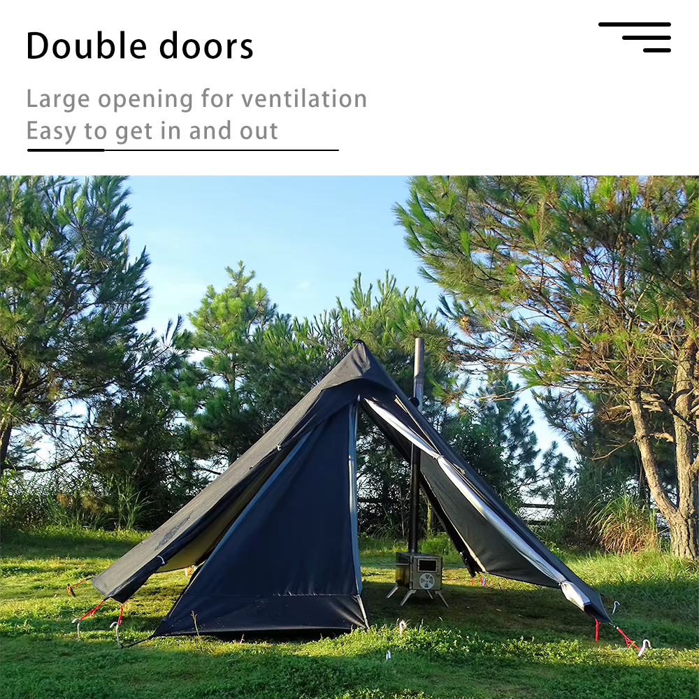 Tente pyramide légère avec trou de cheminée