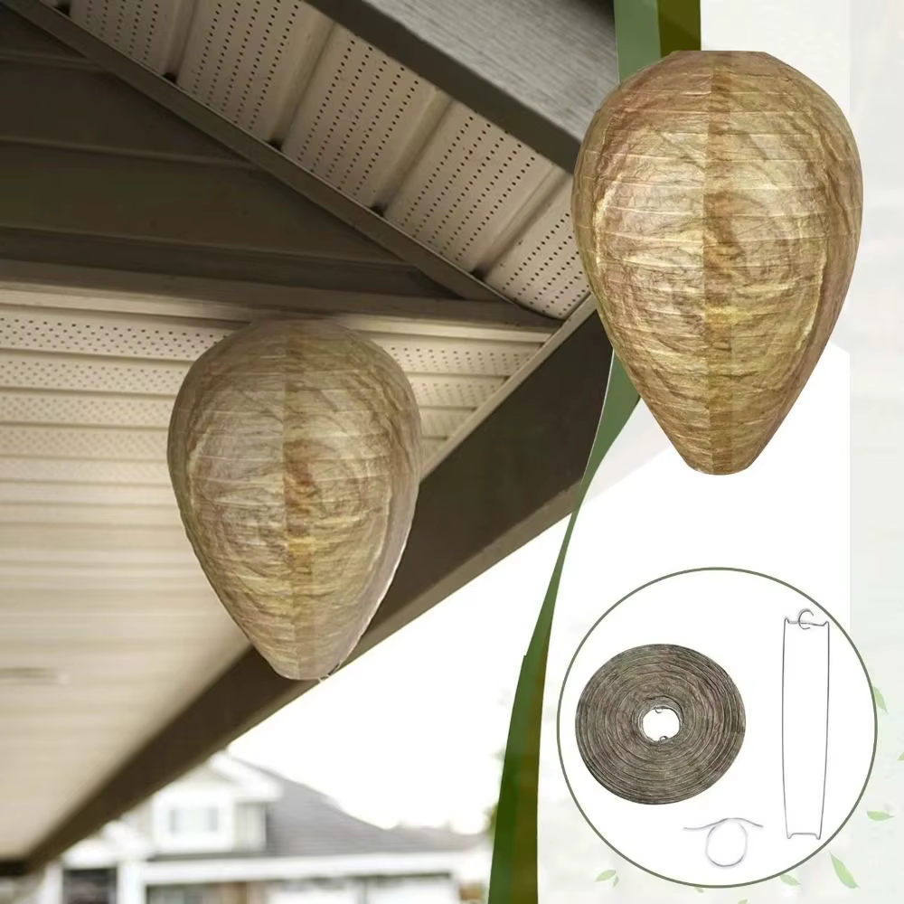 Lanterne anti-guêpes suspendue en papier, répulsif pour frelons, réutilisable, écologique, imitation nid d'abeille, pour extérieur