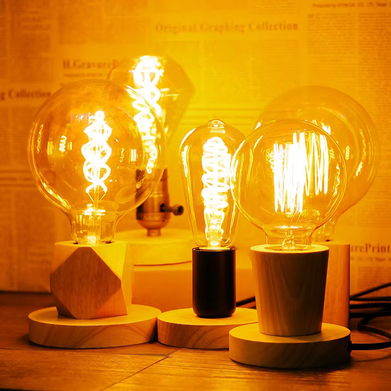 Lampe de Table rétro Vintage en bois