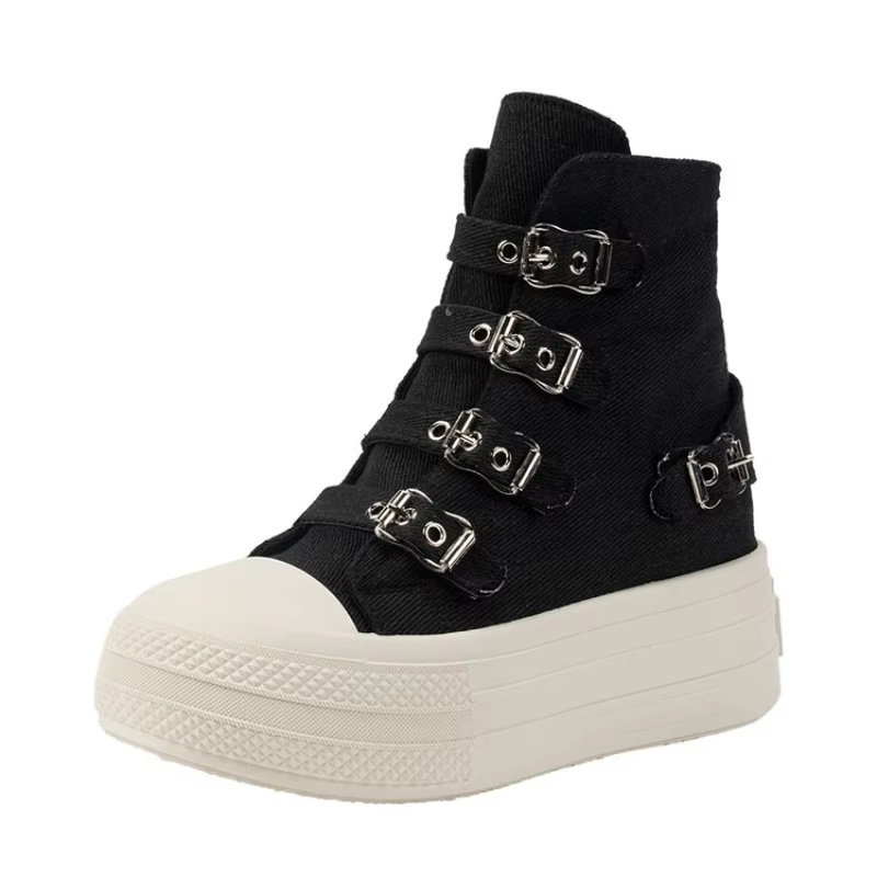 Baskets en toile à talons compensés pour femmes