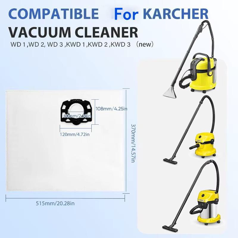 Sacs filtrants de remplacement KFI357, 12 pièces, pour aspirateur sec et humide Karcher WD2 Plus WD3 KWD1 KWD2 KWD3 MV3 SE4001 SE4002 2.863-314.0